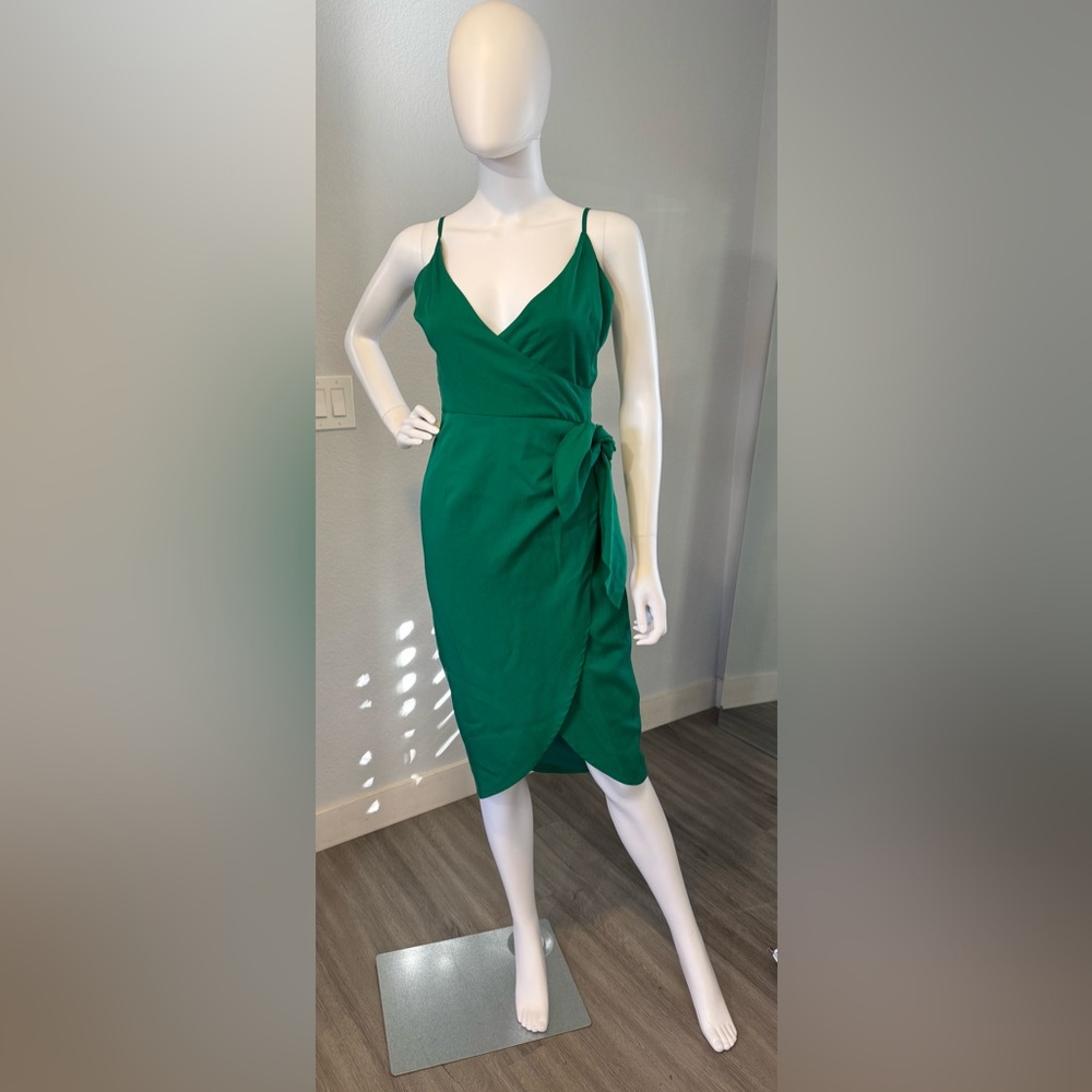 Lovers + Friends Casian Wrap Midi Dress Emerald Green - S